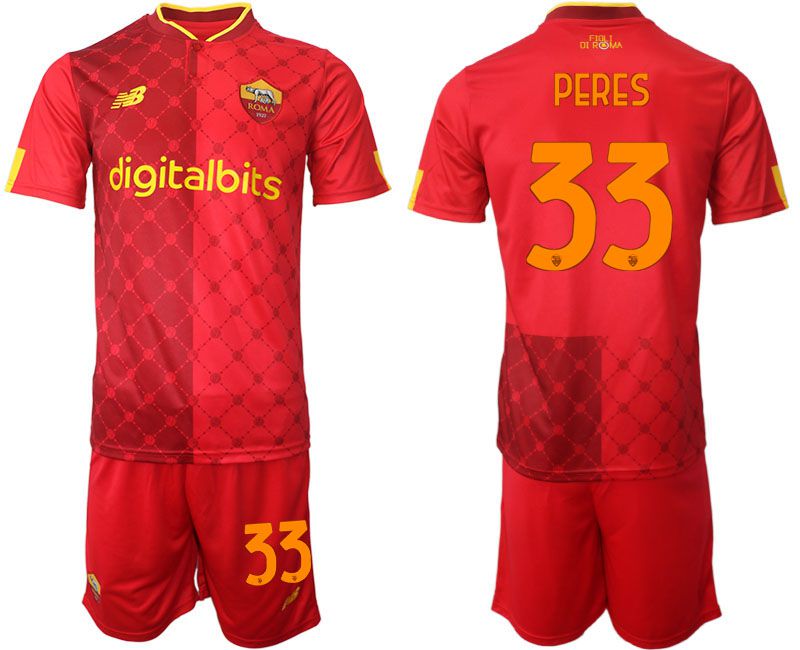 Men 2022-2023 Club AS Rome home red #33 Soccer Jersey->rome jersey->Soccer Club Jersey